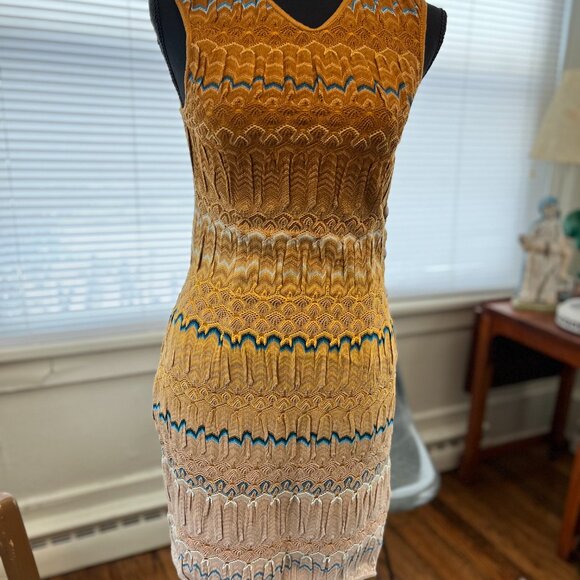 missoni 40 (us xs-s) nwt cottagecore crochet woven ochre dress - Picture 2 of 14